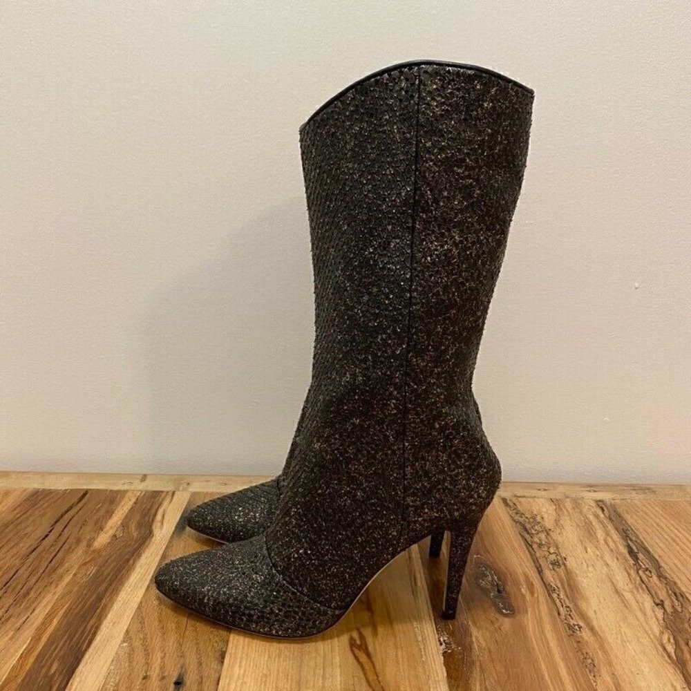 Cavallini Italy Heel Boots Black Snakeskin 7 NEW - Picture 6 of 10